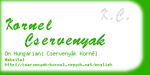 kornel cservenyak business card